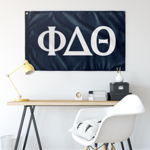 Load image into Gallery viewer, Phi Delta Theta Fraternity Flag - Dark Blue, White &amp; Silver