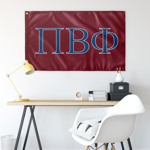 Pi Beta Phi Sorority Flag - Wine, Blue & White