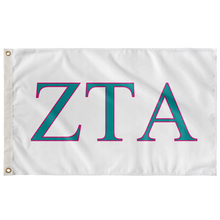 Load image into Gallery viewer, Zeta Tau Alpha Sorority Flag - White, Teal &amp; Pink