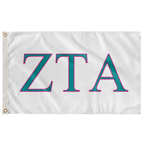 Zeta Tau Alpha Sorority Flag - White, Teal & Pink