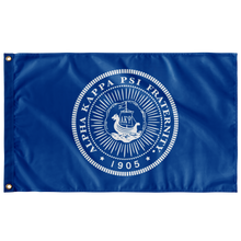 Load image into Gallery viewer, Alpha Kappa Psi Seal Fraternity Flag - Blue &amp; White