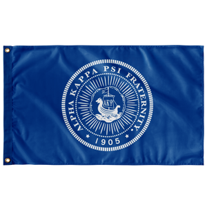 Alpha Kappa Psi Seal Fraternity Flag - Blue & White