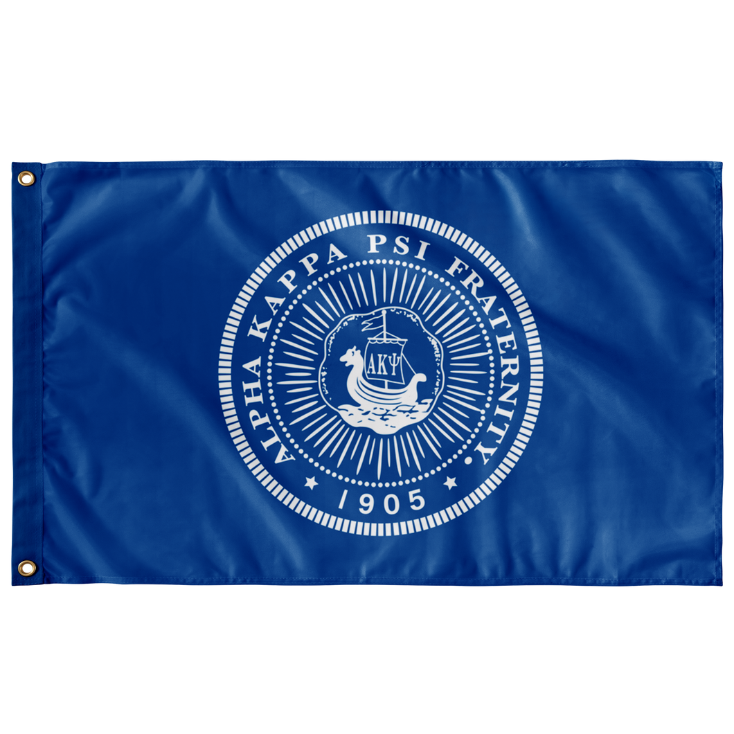 Alpha Kappa Psi Seal Fraternity Flag - Blue & White