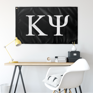 Kappa Psi Fraternity Letter Flag - Black & White