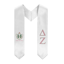 Load image into Gallery viewer, Delta Zeta + Crest + Class of 2024 Graduation Stole - White