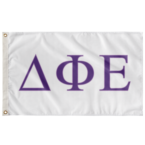 Delta Phi Epsilon Sorority Flag - White, Purple 1 & Purple 2