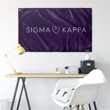 Load image into Gallery viewer, Sigma Kappa Horizontal Logo Sorority Flag - Purple &amp; White