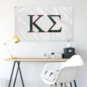 Kappa Sigma Fraternity Flag - White, Dark Green & Red