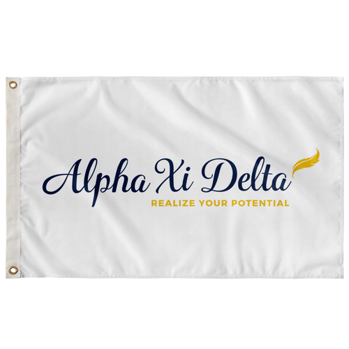 Alpha Xi Delta Sorority Flag - Logo White Multi