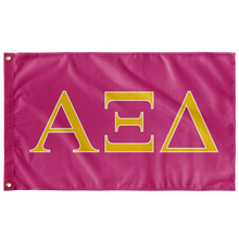 Load image into Gallery viewer, Alpha Xi Delta Sorority Banner - Pink and Quill Gold