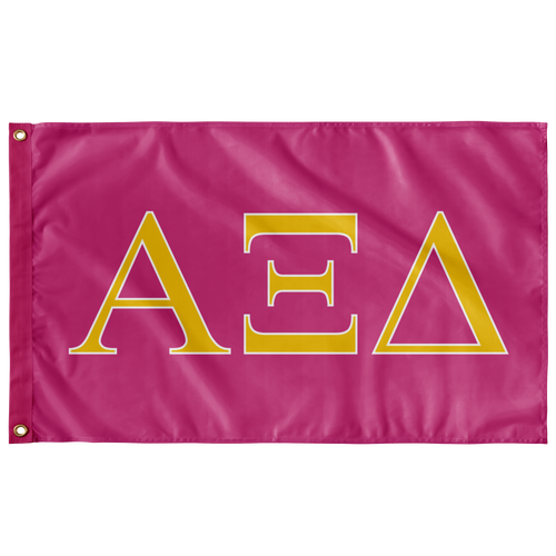 Alpha Xi Delta Sorority Banner - Pink and Quill Gold