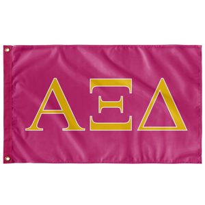 Alpha Xi Delta Sorority Banner - Pink and Quill Gold