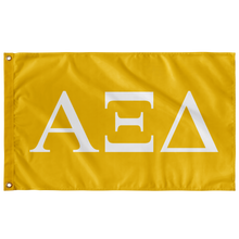 Load image into Gallery viewer, Alpha Xi Delta Sorority Flag - Quill Gold &amp; White