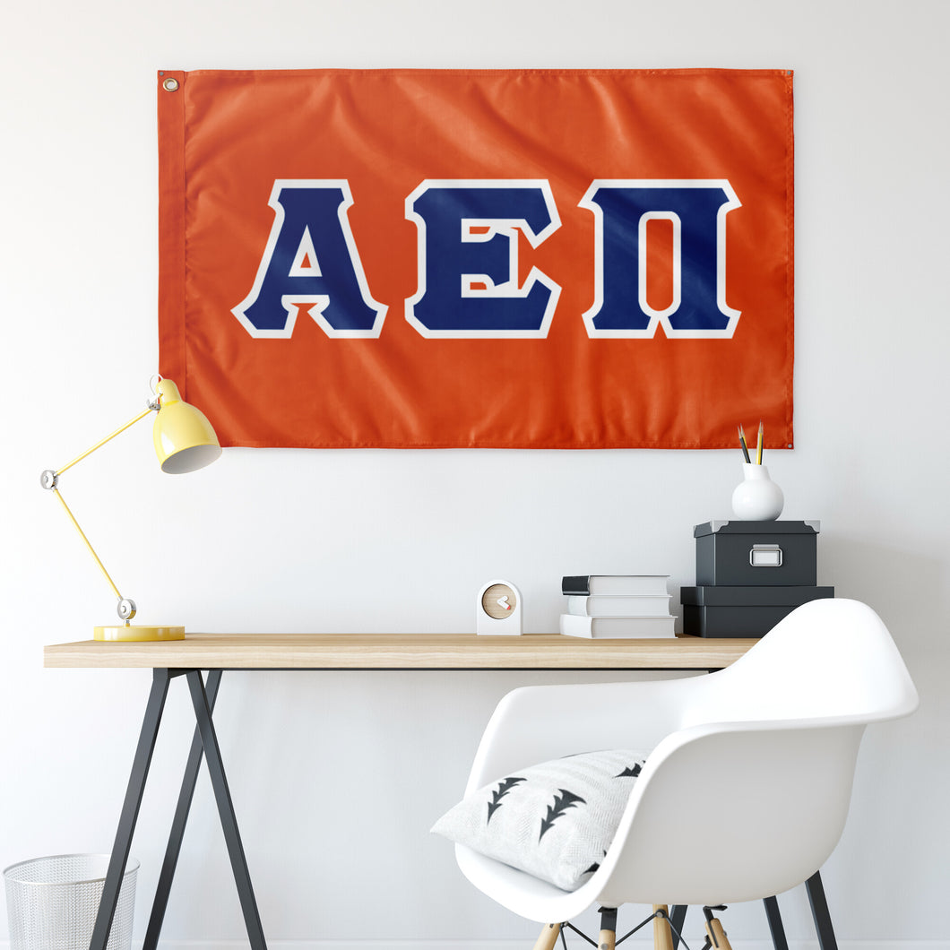 Alpha Epsilon Pi Greek Block Flag - Orange, Royal & White