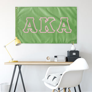 Alpha Kappa Alpha Greek Block Flag - Bright Mint & Pink