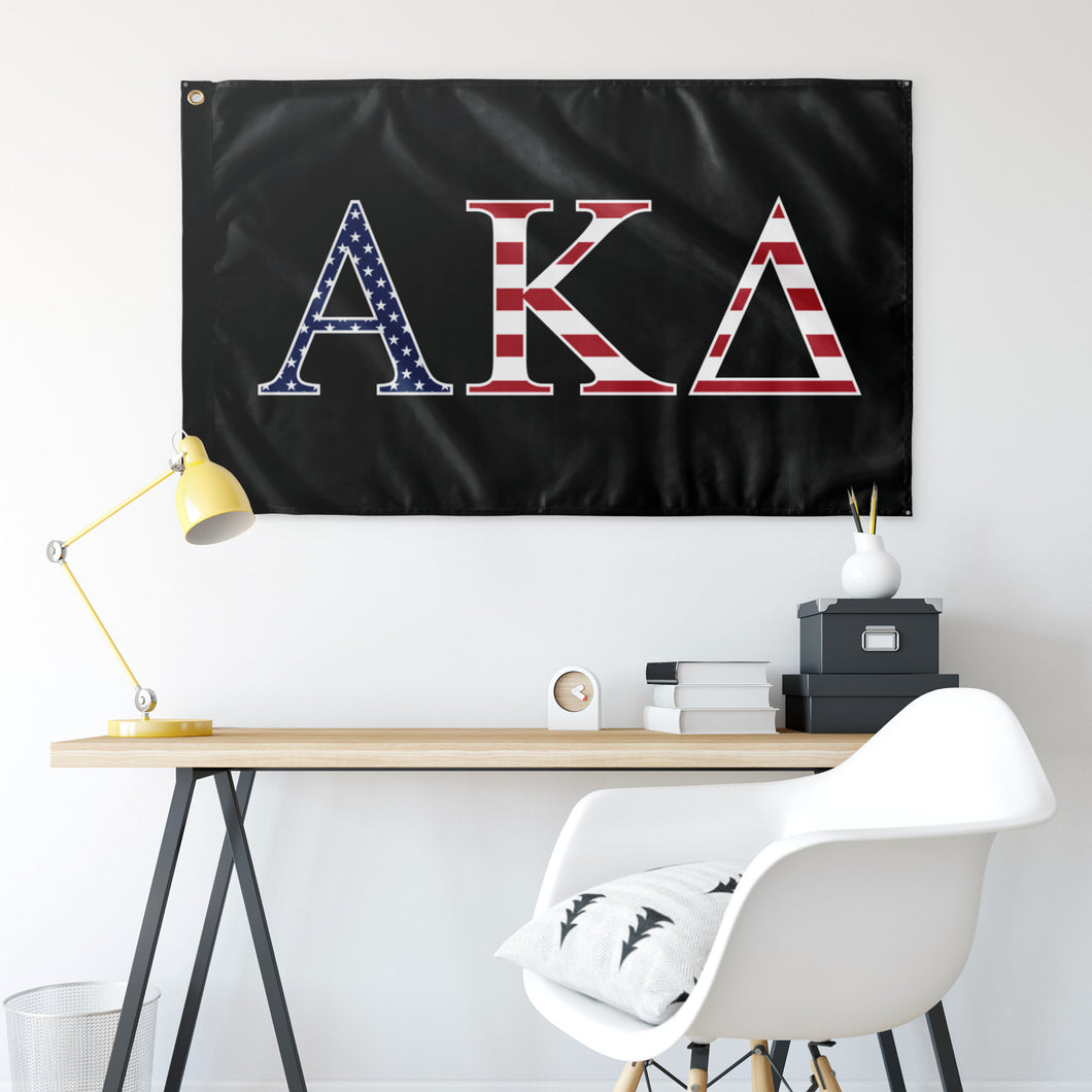 Alpha Kappa Delta USA Flag - Black