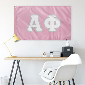 Alpha Phi Greek Block Flag - Light Pink, White & Light Silver