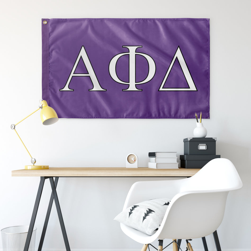 Alpha Phi  Delta Fraternity Flag - Grape, White & Black
