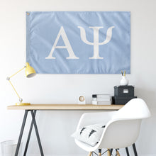 Load image into Gallery viewer, Alpha Psi Sorority Flag - Oxford Blue &amp; White