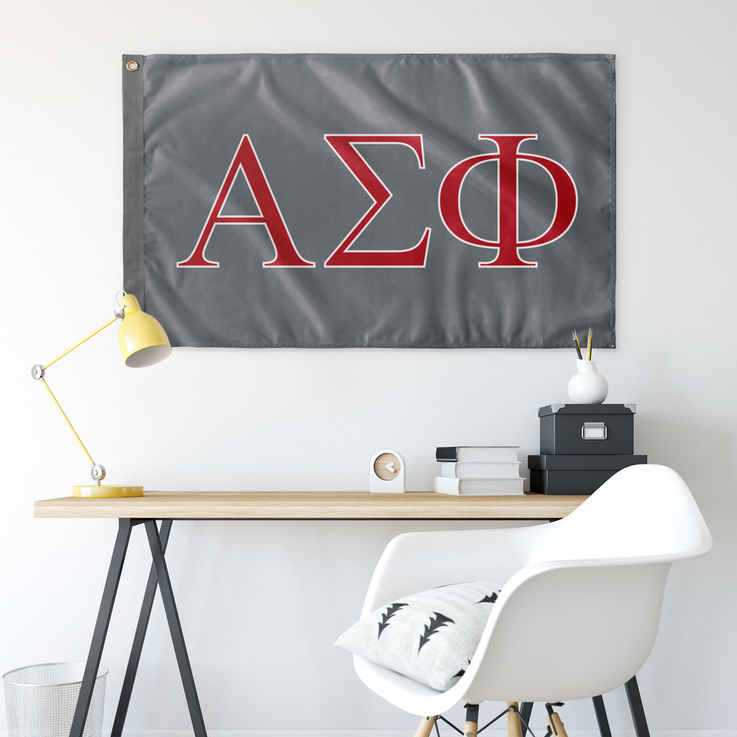 Alpha Sigma Phi Fraternity Flag - Metal, Red & White