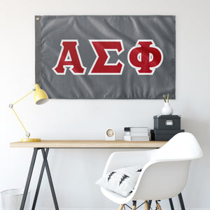 Alpha Sigma Phi Greek Block Flag - Metal, Red & White