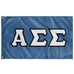 Alpha Sigma Sigma Greek Block Flag - Columbia Blue, White & Black