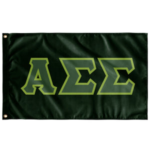 Alpha Sigma Sigma Greek Block Flag - Dark Green, Asparagus & Pear Green