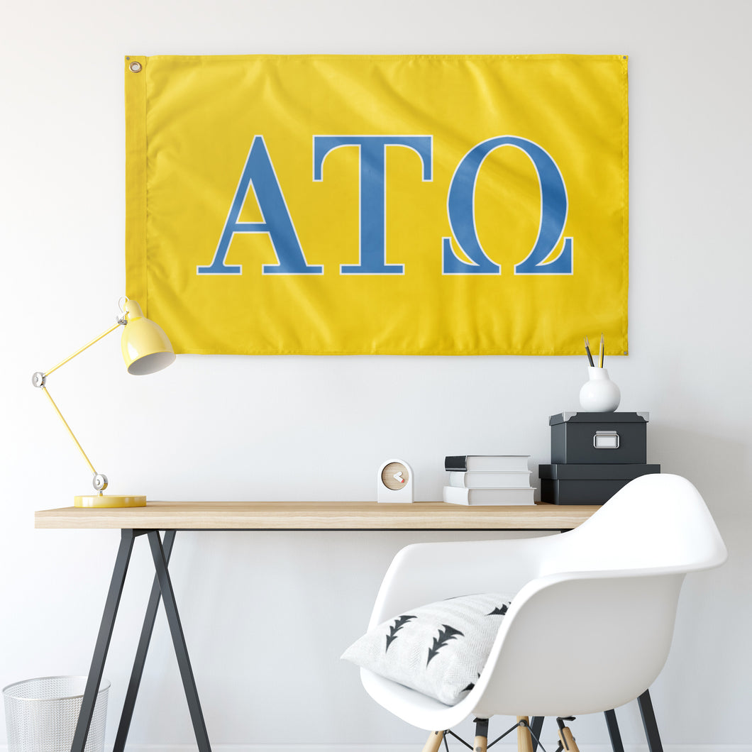 Alpha Tau Omega Fraternity Flag - Yellow, Sky Blue & White