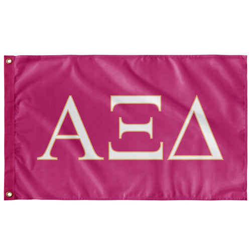 Alpha Xi Delta Sorority Flag - Barbie Pink, White & Peach Marmalade