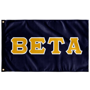 BETA Greek Block Flag - Navy, Light Gold & White