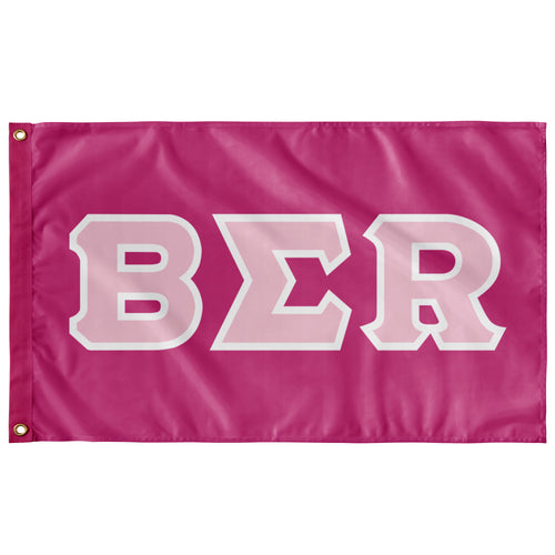 Beta Sigma R Greek Block Flag - Barbie Pink, Azalea & White