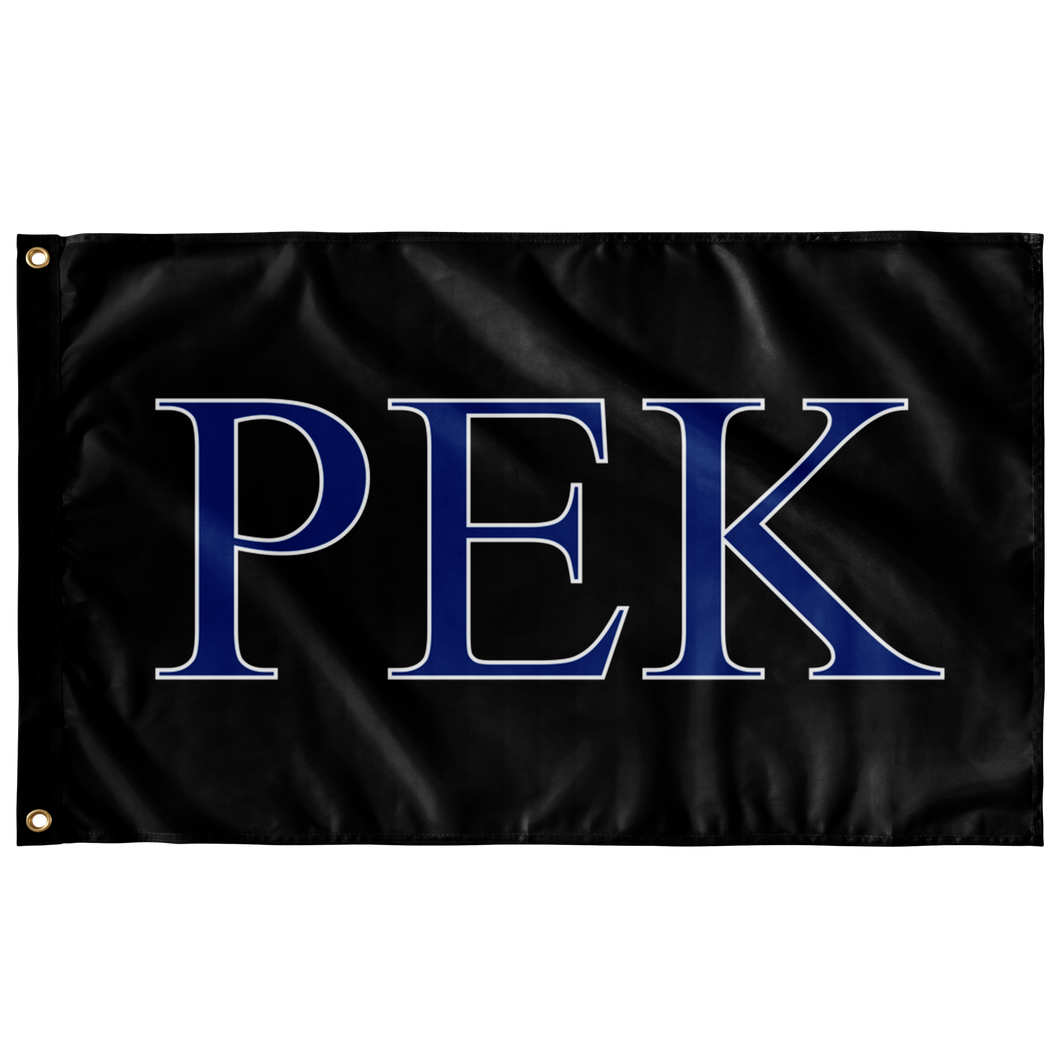 Rho Epsilon Kappa Greek Flag - Black, Royal Blue & White