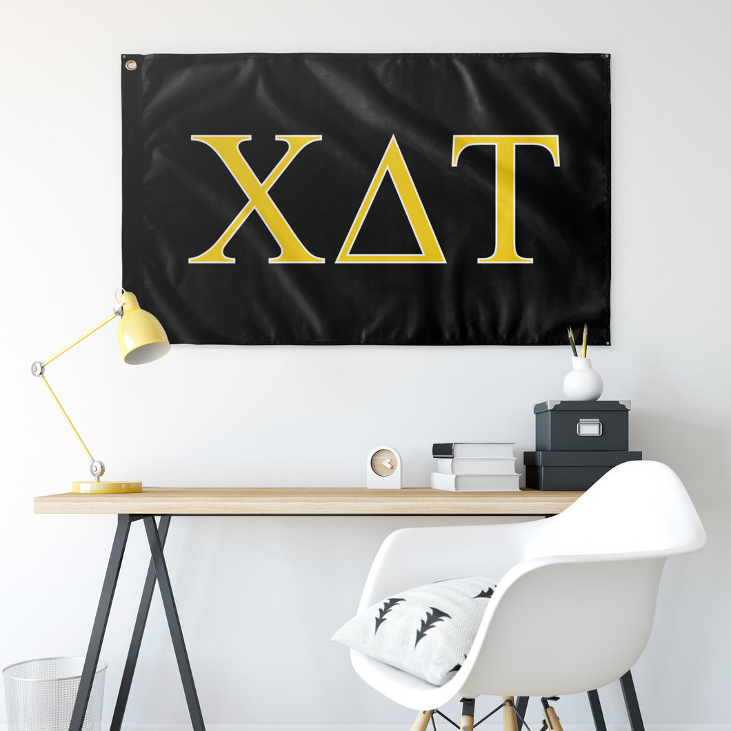 Chi Delta Tau Fraternity Flag - Black, Maize & White