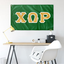Load image into Gallery viewer, Chi Omega Rho Greek Block Flag - Kelly Green, Bright Yellow and White