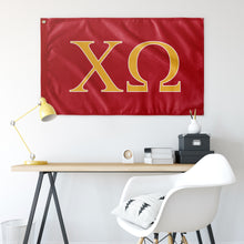Load image into Gallery viewer, Chi Omega Sorority Flag - Red, Light Gold &amp; White