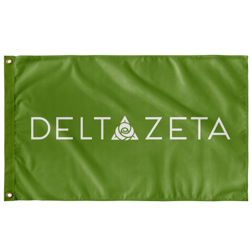 Delta Zeta Wordmark Sorority Flag - Green & White