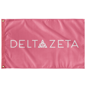 Delta Zeta Wordmark Sorority Flag - Pink & White