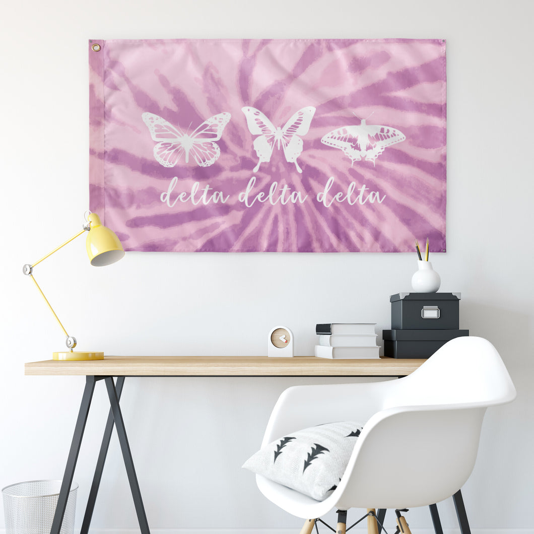 Delta Delta Delta Tie-Dye Butterfly Flag