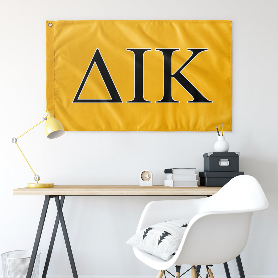 Delta Iota Kappa Fraternity Flag - Gold, Black & White
