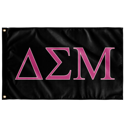 Delta Sigma Mu Fraternity Flag - Black, Tropicana & Azalea
