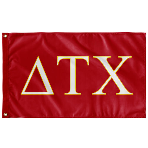 Delta Tau Chi Fraternity Flag - Red, White & Maize