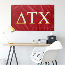 Load image into Gallery viewer, Delta Tau Chi Fraternity Flag - Red, White &amp; Maize