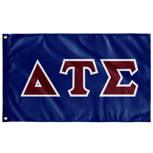 Delta Tau Sigma Greek Block Flag - Royal, Foliage Rose & White