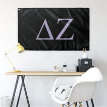 Load image into Gallery viewer, Delta Zeta Sorority Flag - Black, Lavender &amp; Silver Grey
