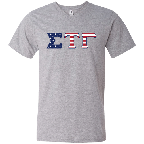 Sigma Tau Gamma V-Neck Tee - Flag Letters