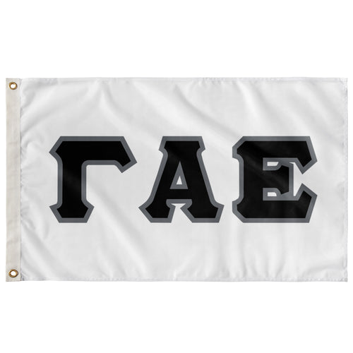 Gamma Alpha Epsilon Greek Block Flag - White, Black & Metal
