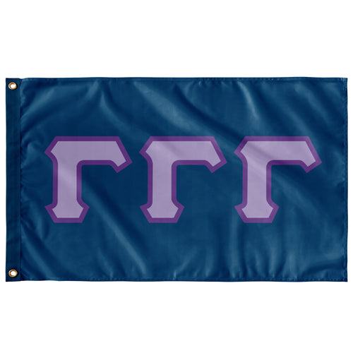 Gamma Gamma Gamma Greek Block Flag - Colonial Blue, Lavender & Grape