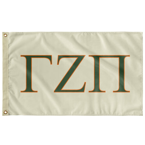 Gamma Zeta Pi Fraternity Flag - Cream, Asparagus & Tennessee Orange