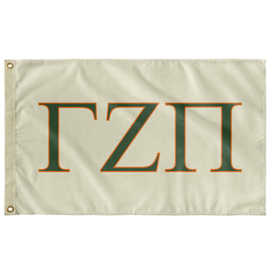 Gamma Zeta Pi Fraternity Flag - Cream, Asparagus & Tennessee Orange