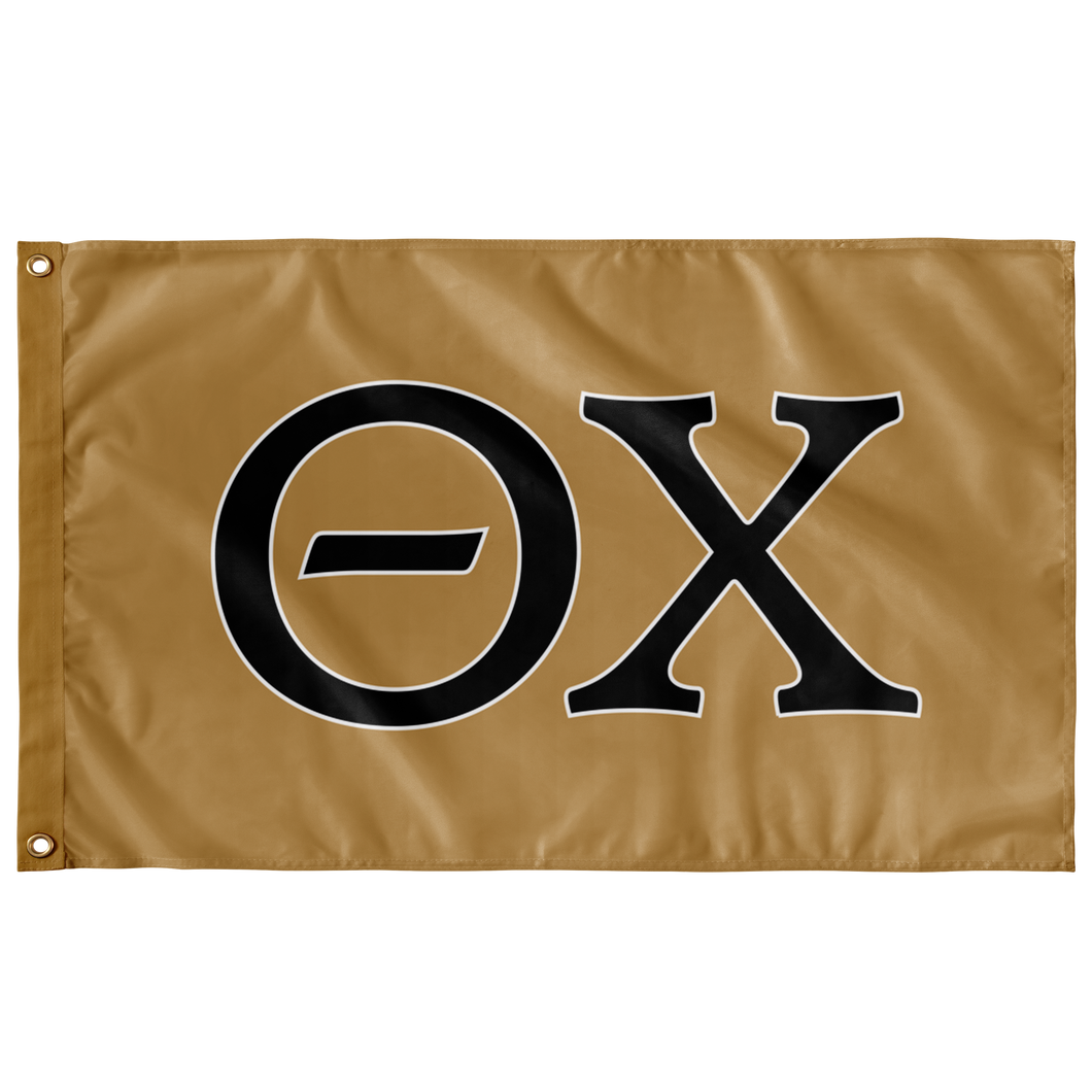 Theta Chi Fraternity Letters Flag - Gold, Black & White